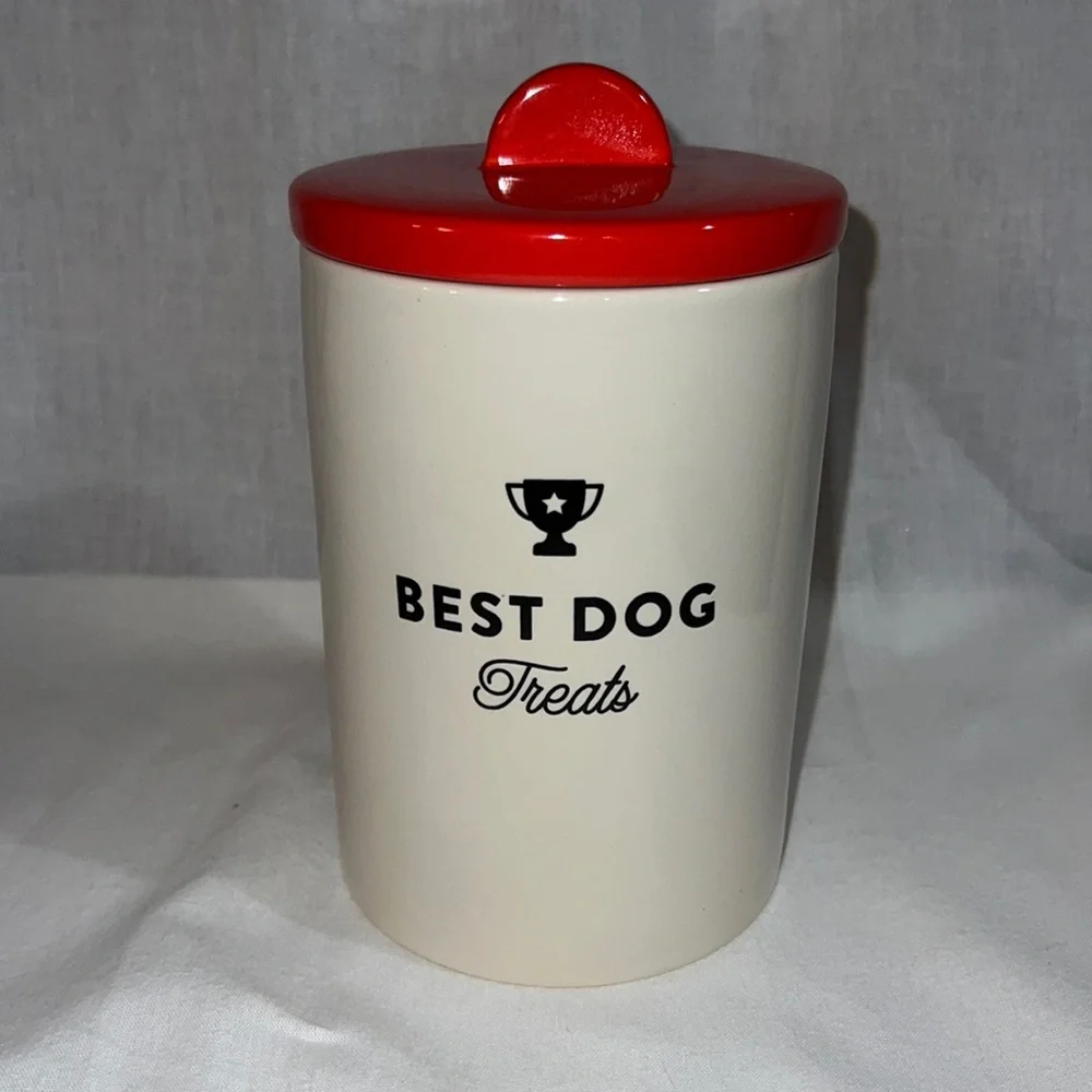 “BEST DOG Treats”-ceramic dog treat canister w/gasket for super fresh treats